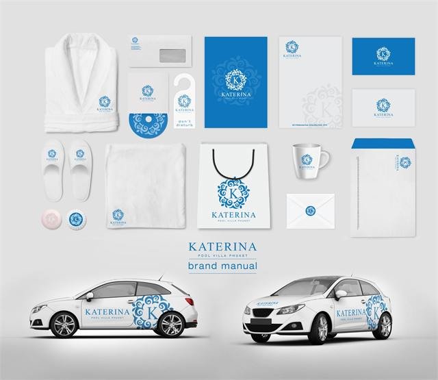 ผลงาน Katerina Pool Villa · Brand Manual · ชุดเครื่องเขียน